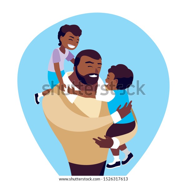 Afro Father Sons Characters Vector Illustration Stock Vector (Royalty ...