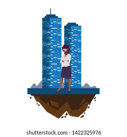 afro female engineer worker with building