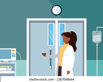 afro female medicine worker in operating theater