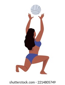 afro female volleyball player character