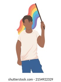 afro gay with lgbtq flag character