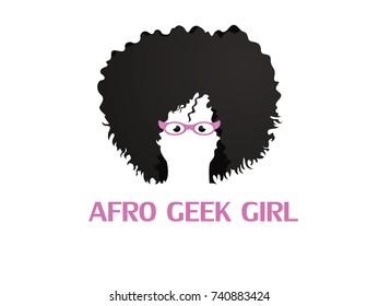 Afro geek girl logo