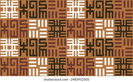 Afro geometric hand drawn abstract seamless pattern, ethnic background print, simple style - great for textiles, banners, wallpapers, wrapping - vector design