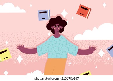 afro girl with books design