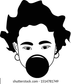 Afro Girl Bubble Gum Vector Silhouette 