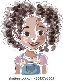 estilo de rabiscar cabelo encaracolado de menina afro