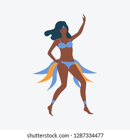 Afro girl dancing in Namerican costume. Dancing, festive, masquerade. Can be used for topics like celebration, greeting, seasonal