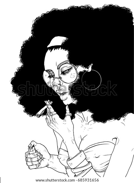 Afro Girl Glasses Swimsuit Cigarette Vector Stock Vector (Royalty Free ...