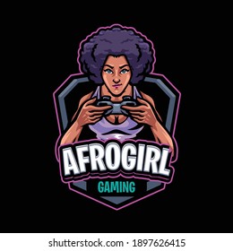 afro girl Mascot Logo Template