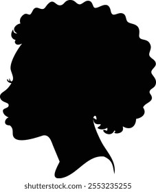 Silhueta Afro Menina com cabelo encaracolado preto - Vetor elegante e elegante