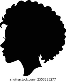 Silhueta Afro Menina com cabelo encaracolado preto - Vetor elegante e elegante