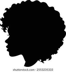 Silhueta Afro Menina com cabelo encaracolado preto - Vetor elegante e elegante