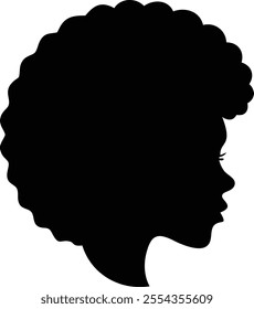 Afro Girl Silhouette with Black Curly Hair - Elegant and Stylish Vector