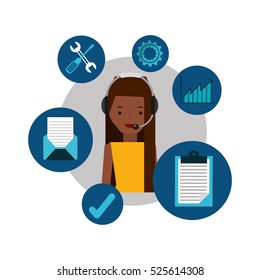 afro girl support operator assistance vector illustration eps 10