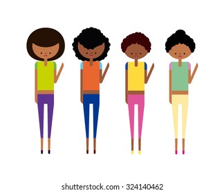 Afro Girls Set Vector