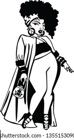 afro girls vector black