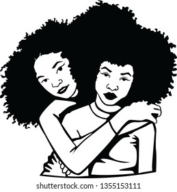 afro girls vector black