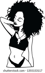 afro girls vector black