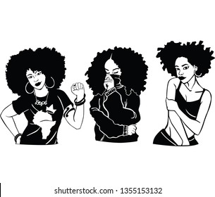 afro girls vector black