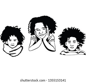 afro girls vector black