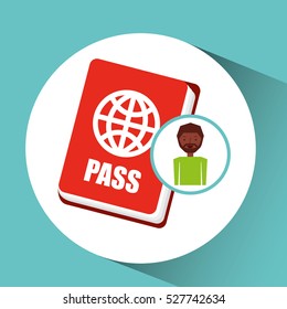 afro guy passport tourist traveler vector illustration eps 10