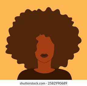 afro hair, african american woman portrait, flat style illustration, vector