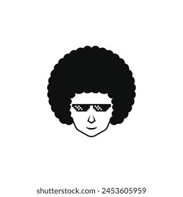 Afro Hair Boy With Thug Life Glasses Logo Symbol Design Template Flat Style Vector