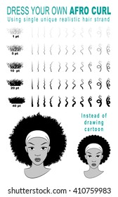 Afro Hair Curl Drawing Material Dress Stock Vector (Royalty Free ...