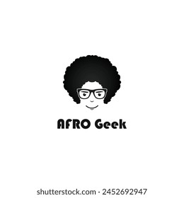 Afro Hair Geek With a Smile Logo Symbol Design Template Flat Style Vector