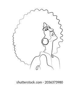 Afro Hair Girl Line Art Illustration Stock Vector (royalty Free 