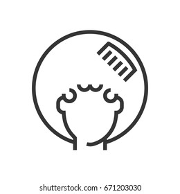 Afro Hair Icon, Part Of The Square Icons, Hair Salon Icon Set. The Illustration Is A Vector, Editable Stroke, Thirty-two By Thirty-two Matrix Grid, Pixel Perfect File.