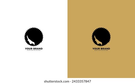 Afro hair logo. Beautiful african american woman icon design. Graphic vector illustration