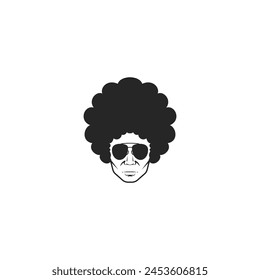 Afro Hair man with aviator glasses Logo Symbol Design Template Flat Style Vector svg