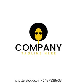 Afro hair man with sunglasses logo