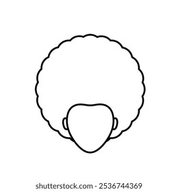 Ícone de contorno de cabelo afro isolado no fundo branco.