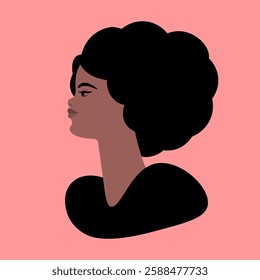 afro hair woman cartoon character, vector illustration