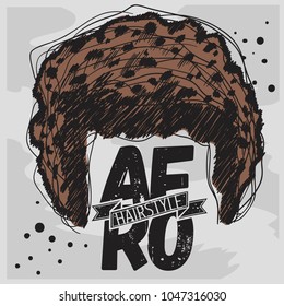 Afro Hairstyle Curly Bulk Hair Hand Drawn Sketchy Vector Graphic