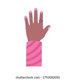 afro hand human up flat style icon vector illustration design