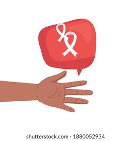 afro hand human up protesting with speech bubble and ribbons campaign vector illustration design