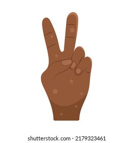 afro hand with peace symbol gesture