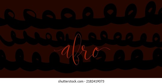 Afro handwritten lettering vector. Coiled hair curls background. Web banner template.