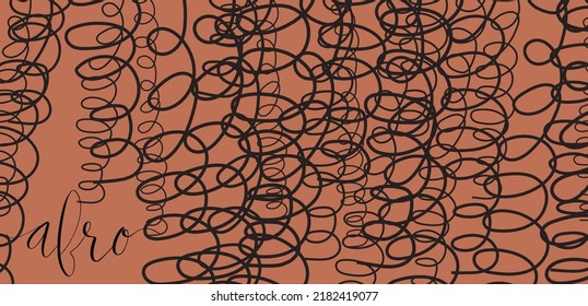Afro handwritten lettering vector. Coiled hair curls background. Web banner template.