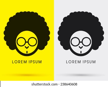 Afro Head With Glasses , Logo, Symbol, Icon, Graphic, Vector .