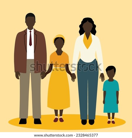 An Afro Heterosexual Family - A Vector Image Isolated on a Yellow Background