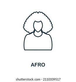 Afro-Symbol. Zeilenelement aus der Friseurkollektion. Linear Afro Symbol für Webdesign, Infografiken und mehr.