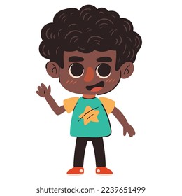 afro little boy kid character