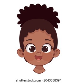 afro little girl head character