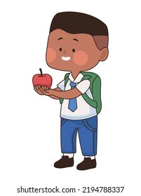 afro little student boy character