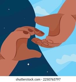afro in love hands touching poster