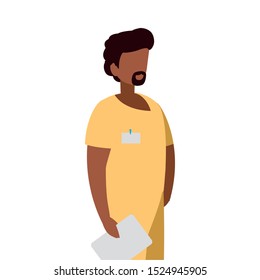 afro male medicine worker with uniform vector illustration design